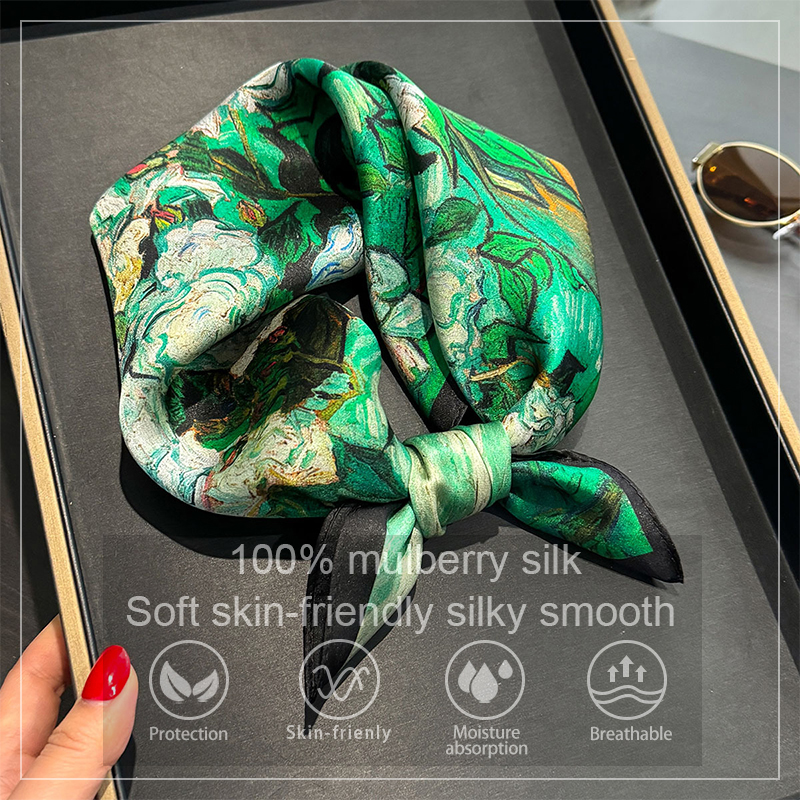 Scarf Silk Square - 100% Silk Scarf Bandana Women Square
