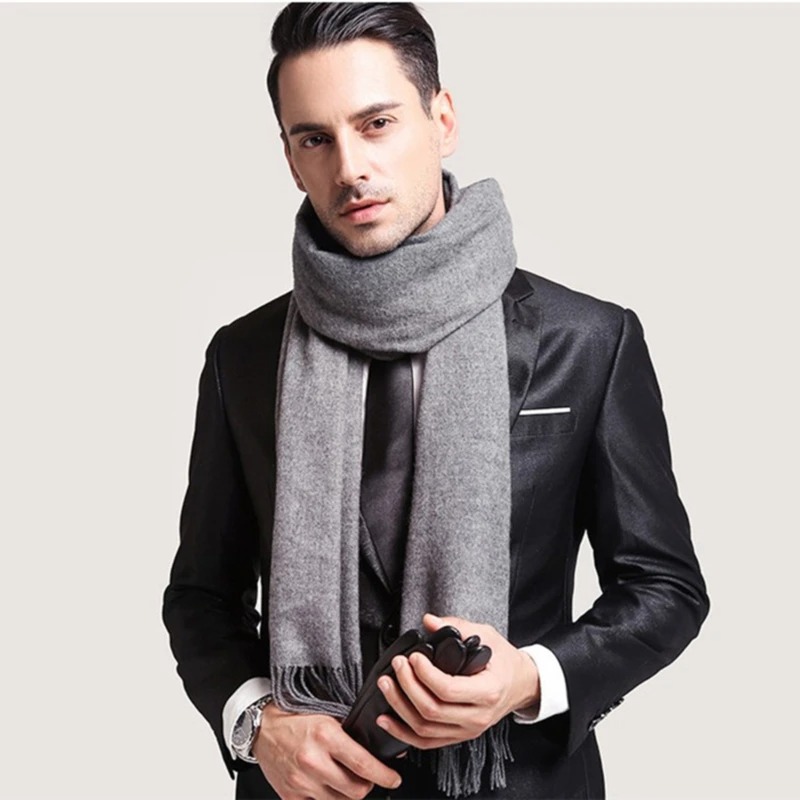 2025 Wool Scarves Winter Soft  - Muffler Men Wool ulasan dan harga