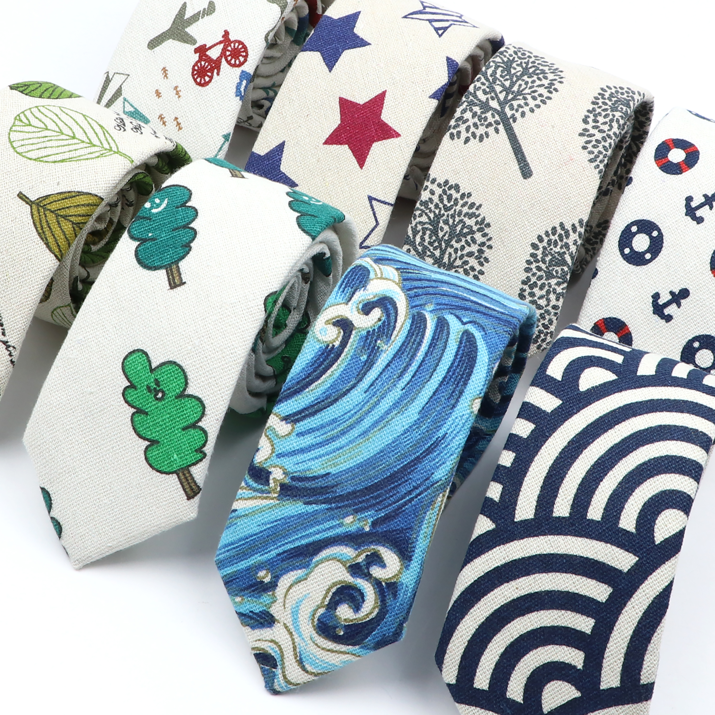 Novelty Cartoon Linen Tie For  - Skinny Tie Men ulasan dan harga