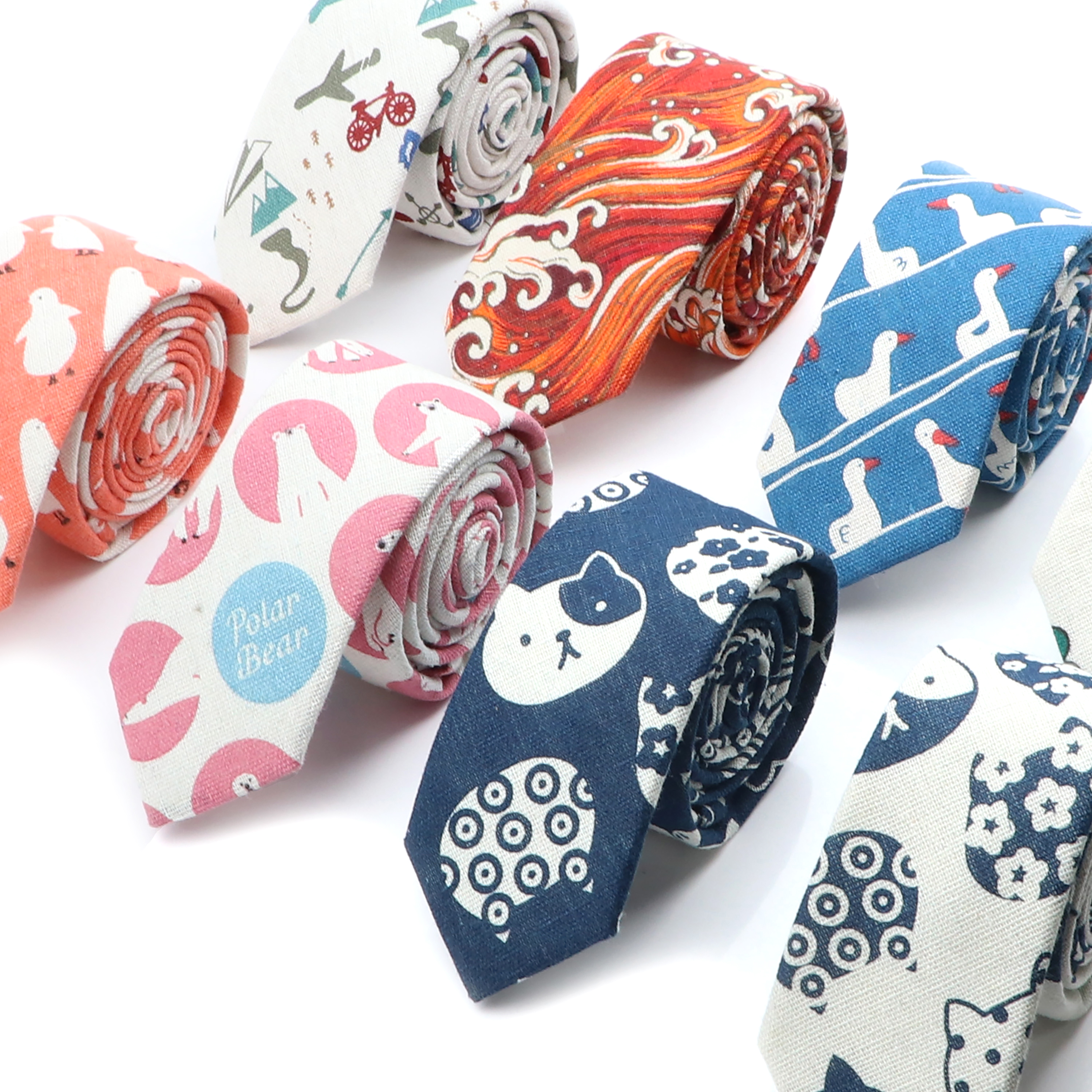 Novelty Cartoon Linen Tie For  - Skinny Tie Men ulasan dan harga