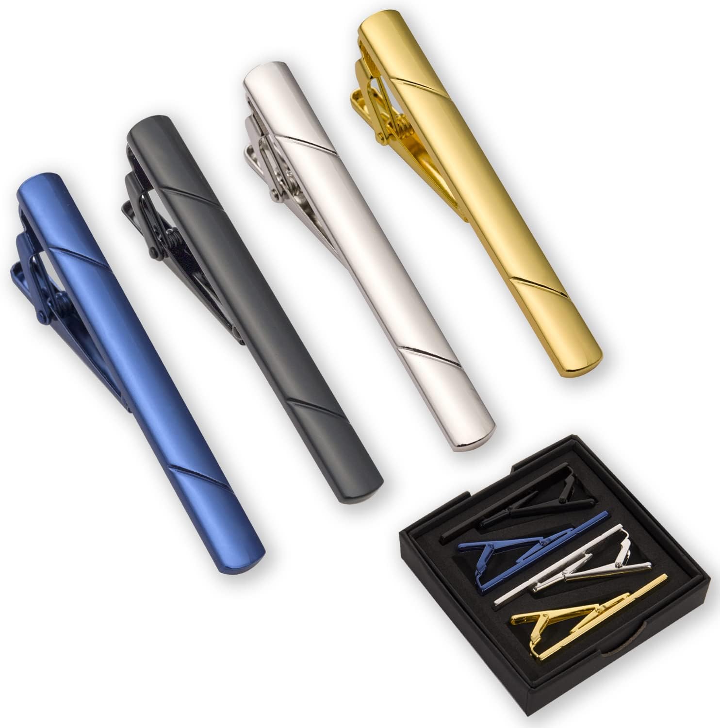 4Pcs Tie Clips for Men with Gi - Tie Clip Silver ulasan dan harga
