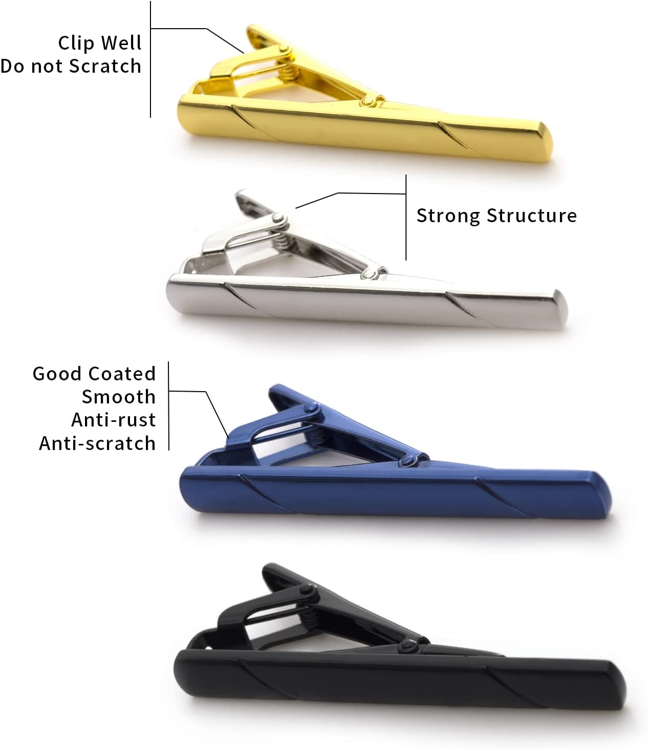 4Pcs Tie Clips for Men with Gi - Tie Clip Silver ulasan dan harga