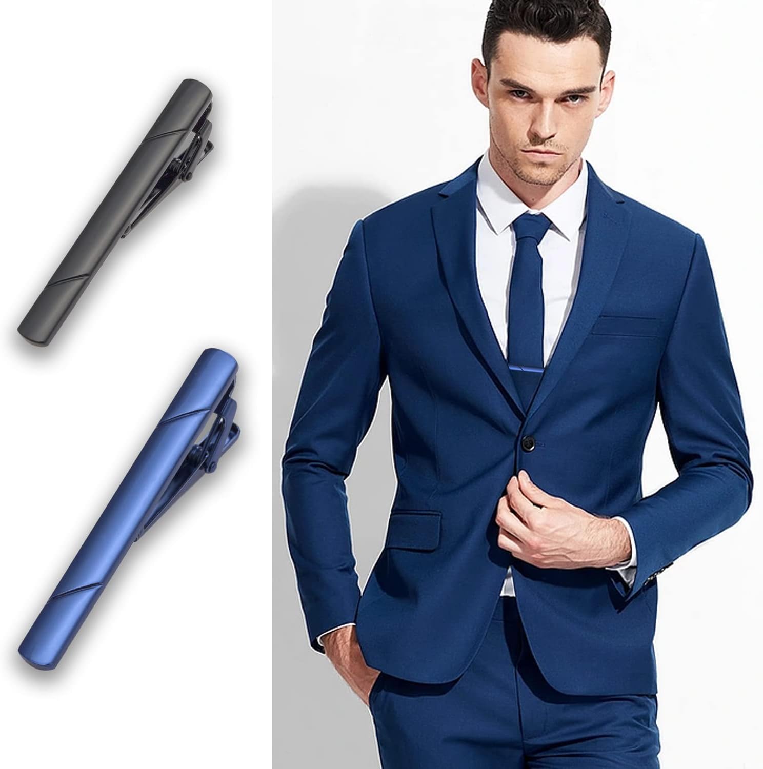 4Pcs Tie Clips for Men with Gi - Tie Clip Silver ulasan dan harga