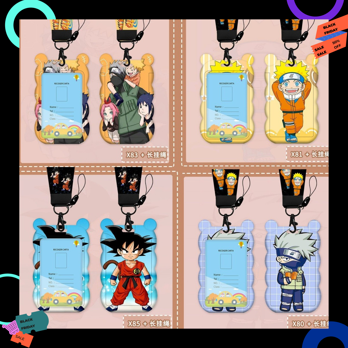 Naruto Cartoon Wave Shape Card - Lanyard Badge Holder ulasan dan harga