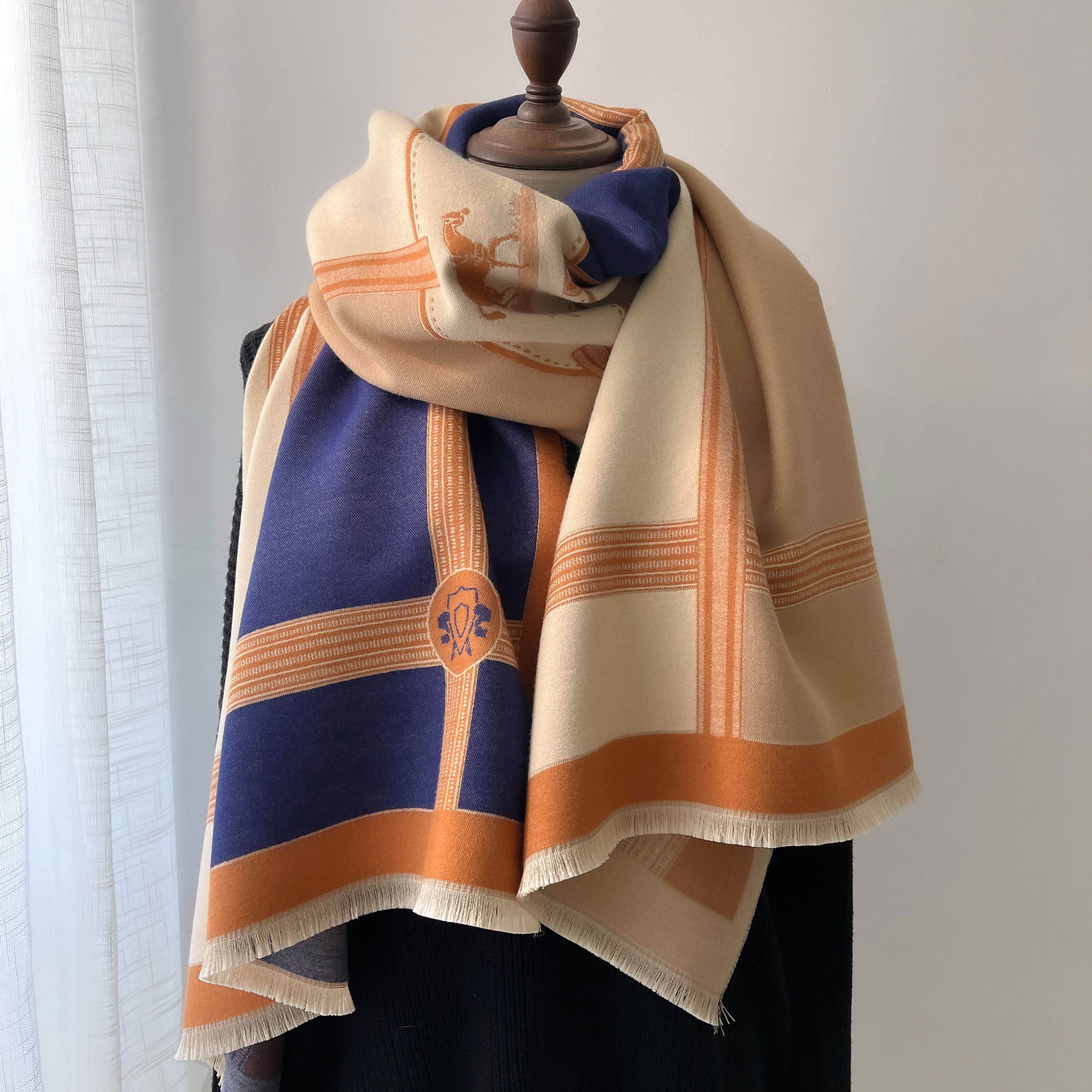 Winter Cashmere Scarf Women Lu - Woven Scarf Blanket ulasan dan harga