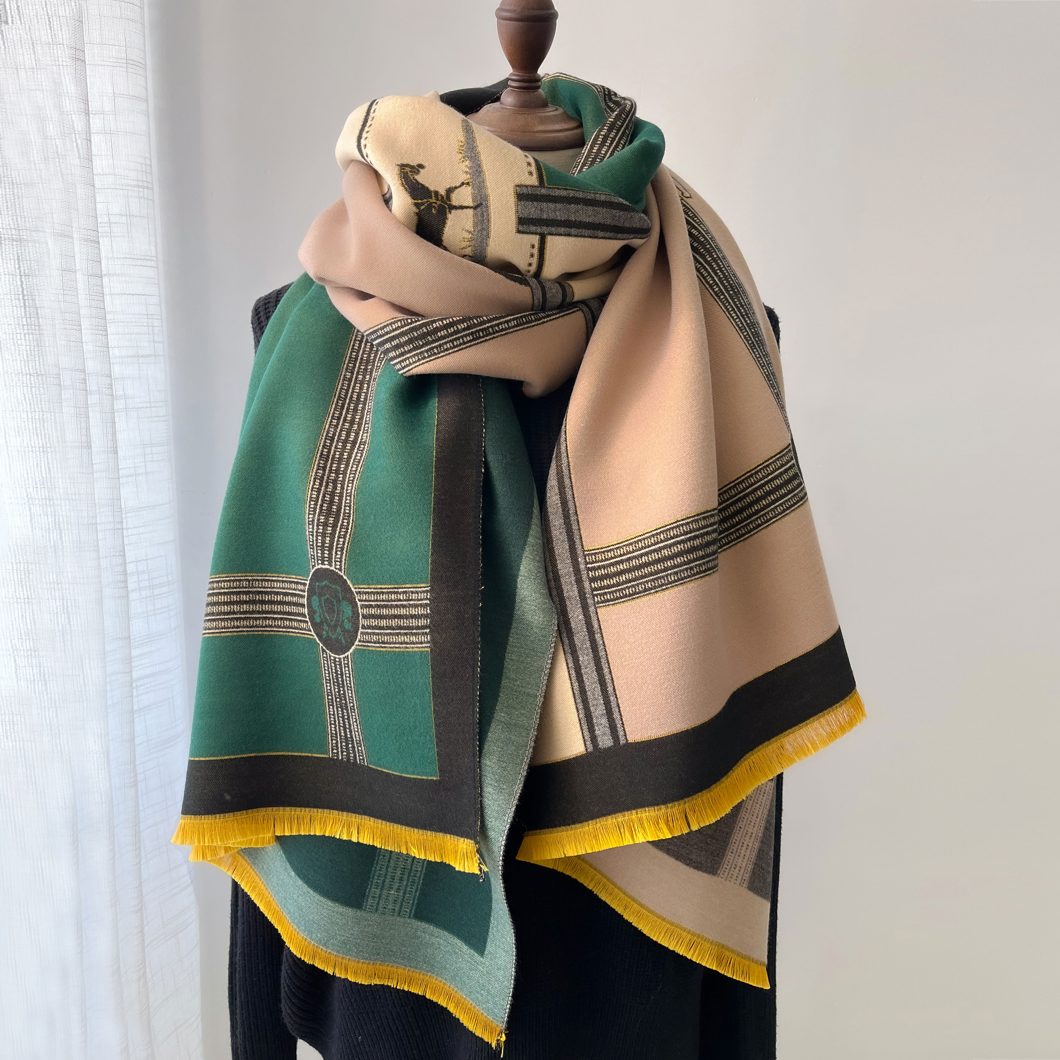 Winter Cashmere Scarf Women Lu - Woven Scarf Blanket ulasan dan harga