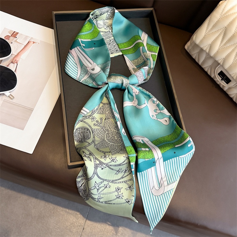 Women's Double-sided Print Sil - Ascot Neck Scarf ulasan dan harga