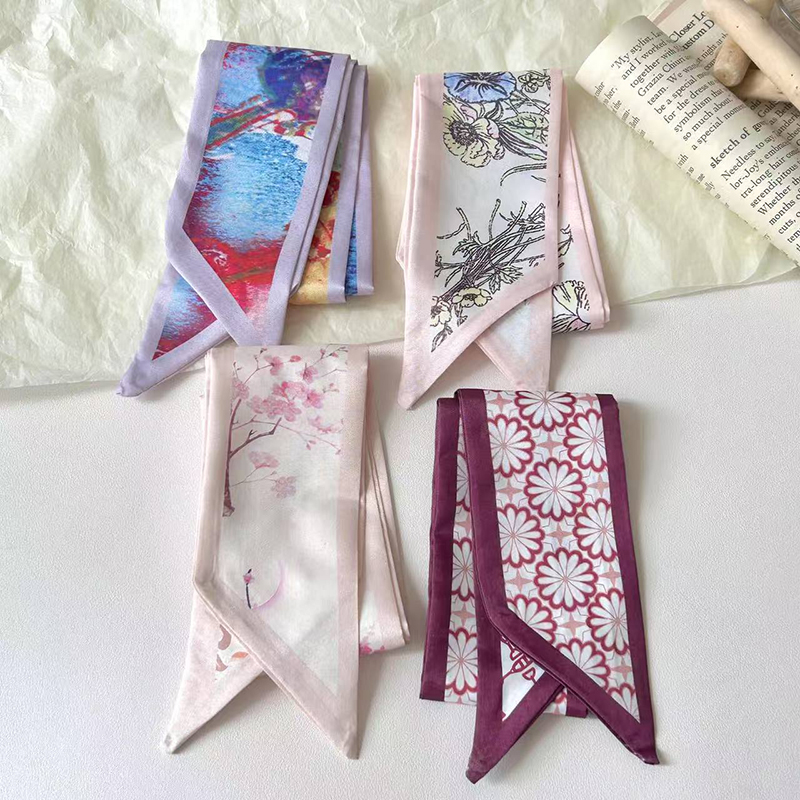 Fashion Women Silk Satin Skinn - Ascot Neck Scarf ulasan dan harga