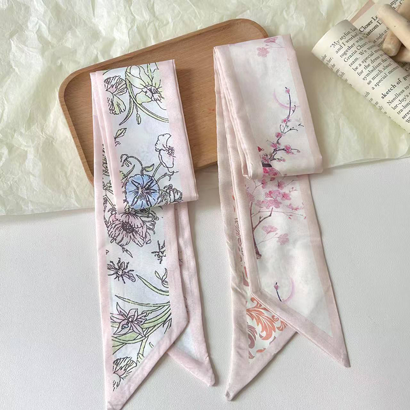 Fashion Women Silk Satin Skinn - Ascot Neck Scarf ulasan dan harga
