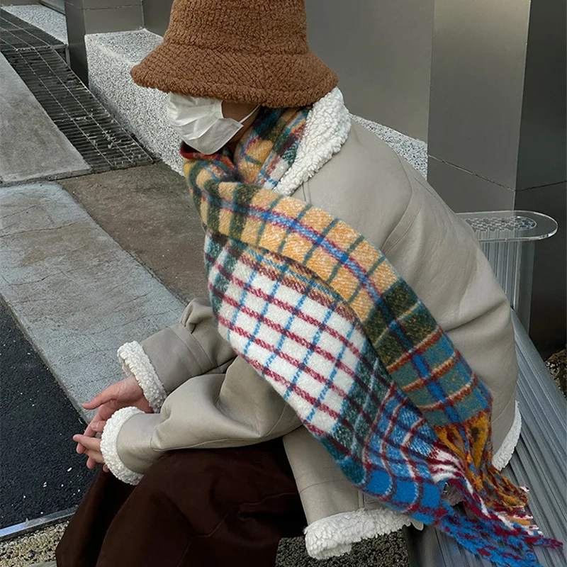 Vintage Colorful Plaid Cashmer - Muffler Men Wool ulasan dan harga