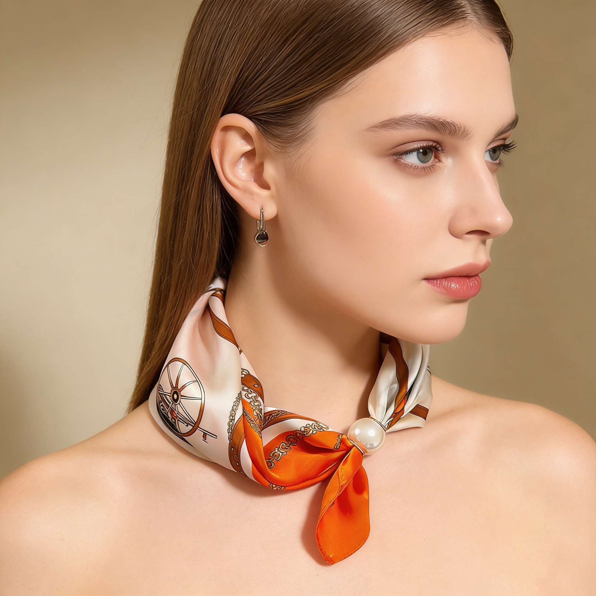 Scarf Chain Silk Lazy Magnetic - Silk Neck Scarf ulasan dan harga