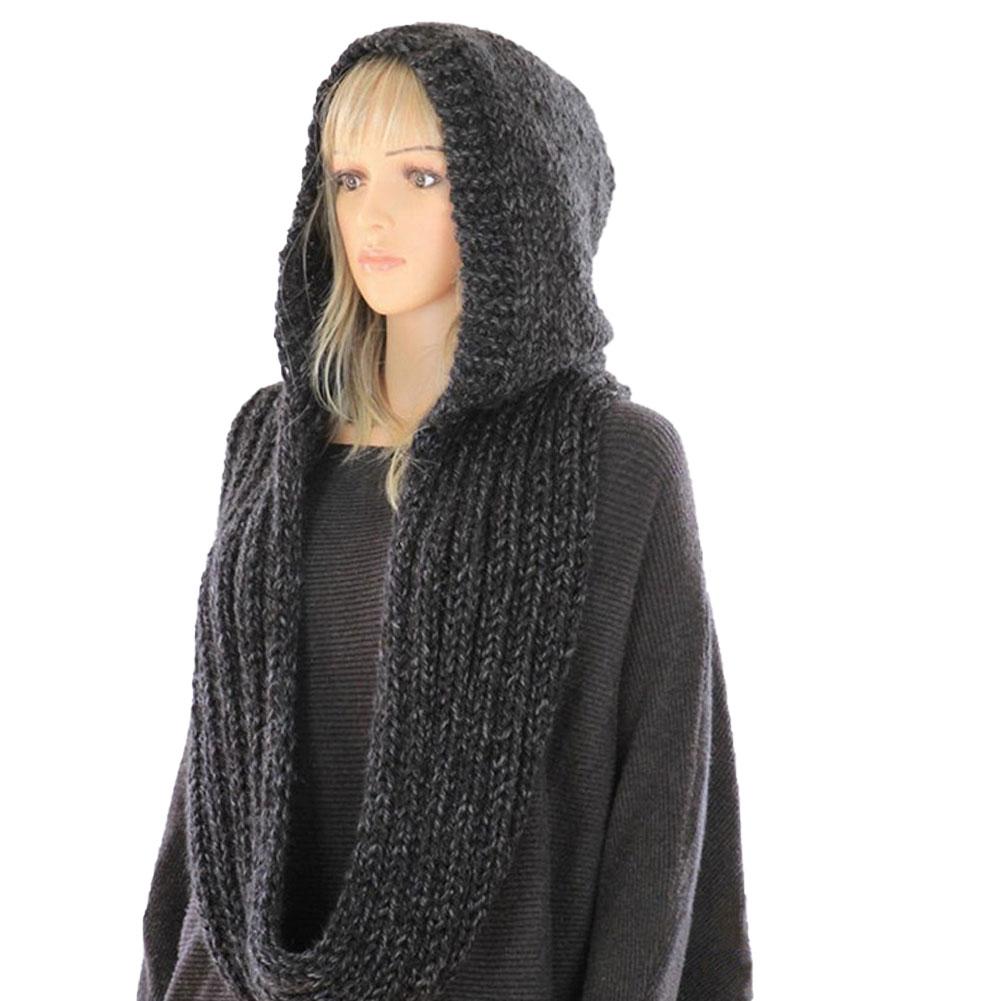 Knitted Hooded Scarf Winter Wo - Infinity Scarf Knit ulasan dan harga