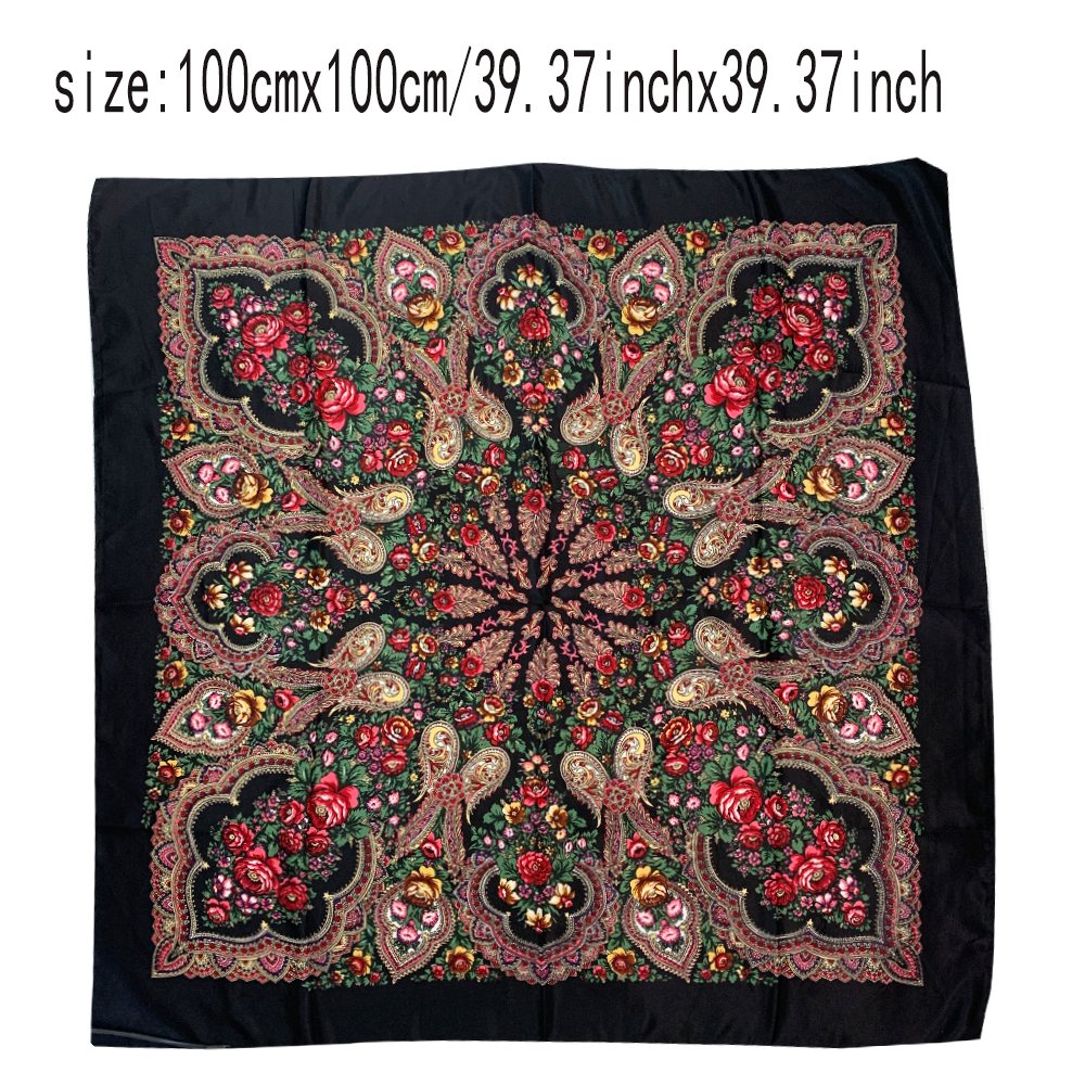 100*100cm Russian Square Scarf - Bandana Cotton ulasan dan harga