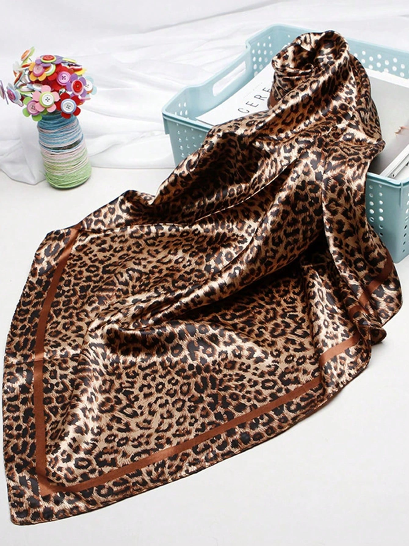 90cm Leopard Print Neckerchief - Head Wrap Turban ulasan dan harga