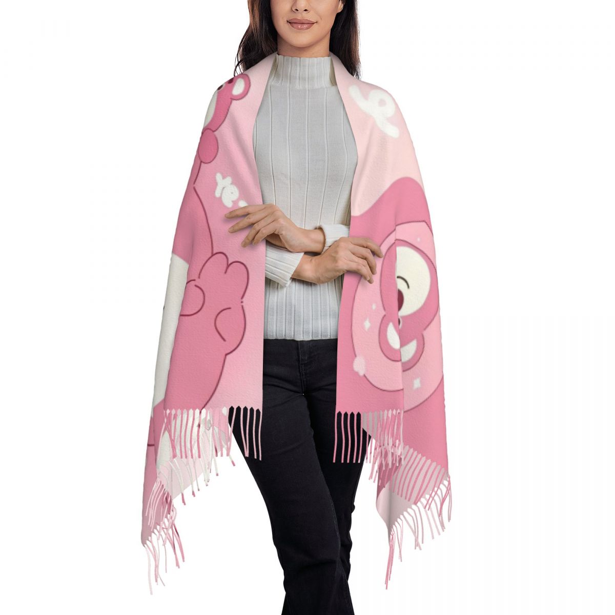Lotso Pink Bear Women's Scarf  - Pashmina Wrap Large ulasan dan harga