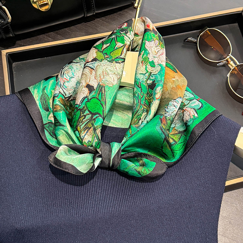 100% Silk Scarf Bandana Women  - Scarf Silk Square ulasan dan harga