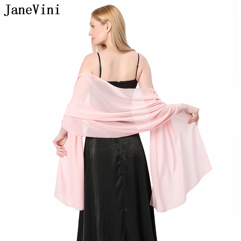 JaneVini Elegant Pink Chiffon  - Stole Wedding Shawl ulasan dan harga