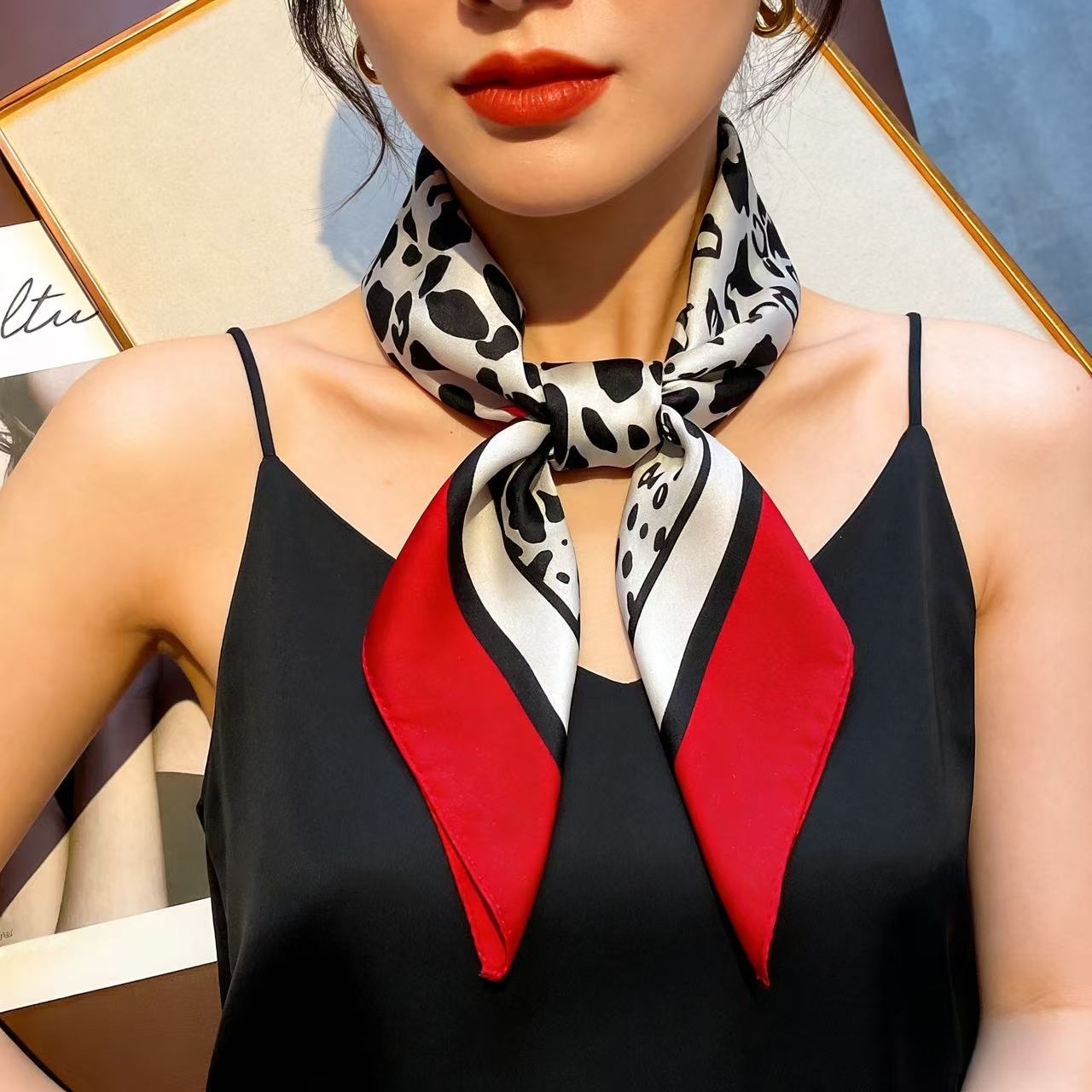 1pc Faux Silk Retro Leopard Pr - Bandana Cotton ulasan dan harga