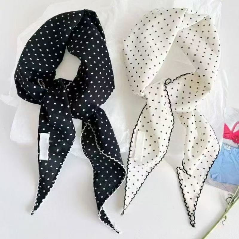 Black White Polka Dot Scarf fo - Ascot Neck Scarf ulasan dan harga