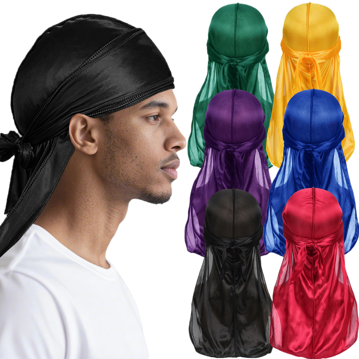 Men Satin Breathable Silky Dur - Bandana Doo Rag ulasan dan harga