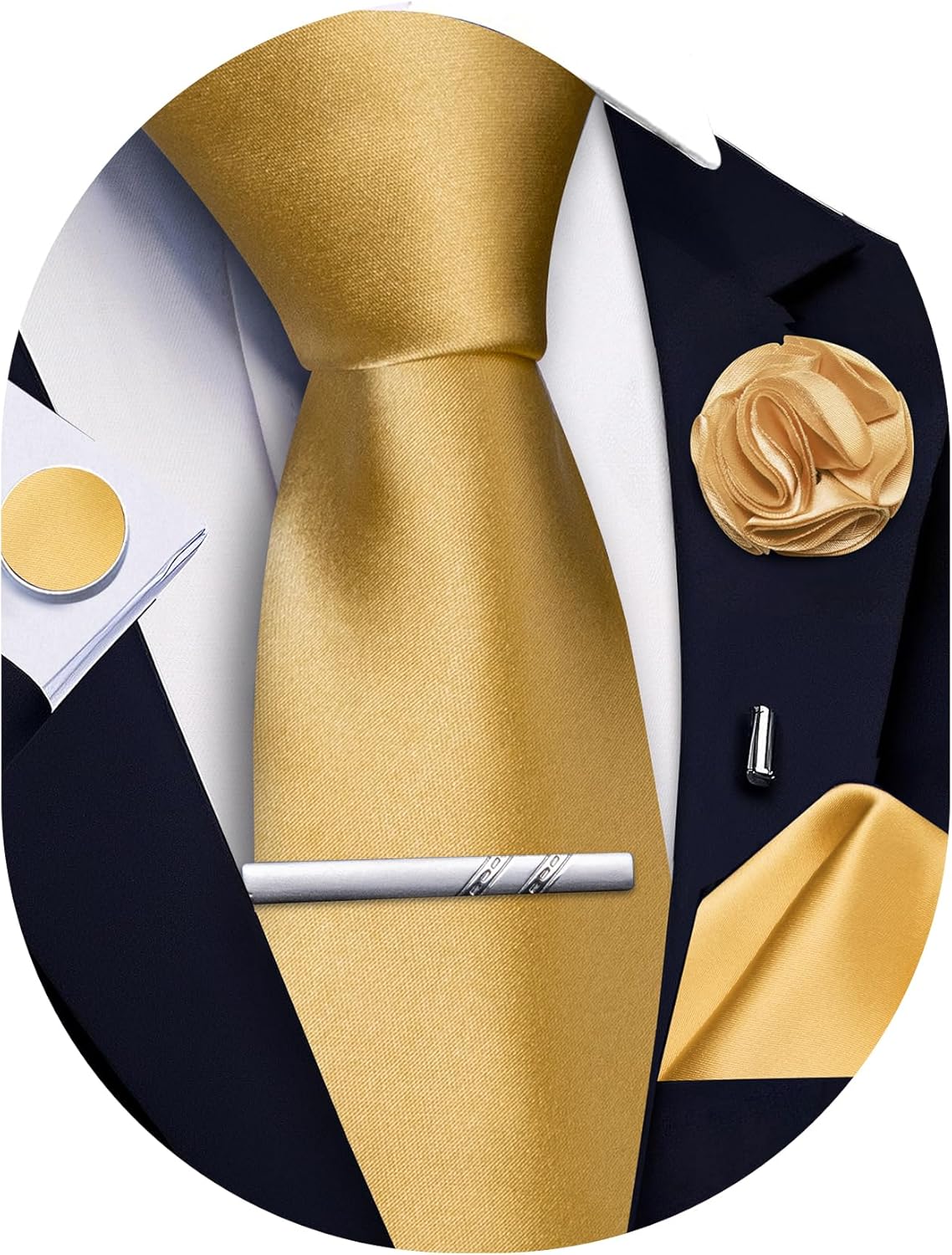 5Pcs Men's Silk Satin Tie Set  - Pocket Square Set ulasan dan harga