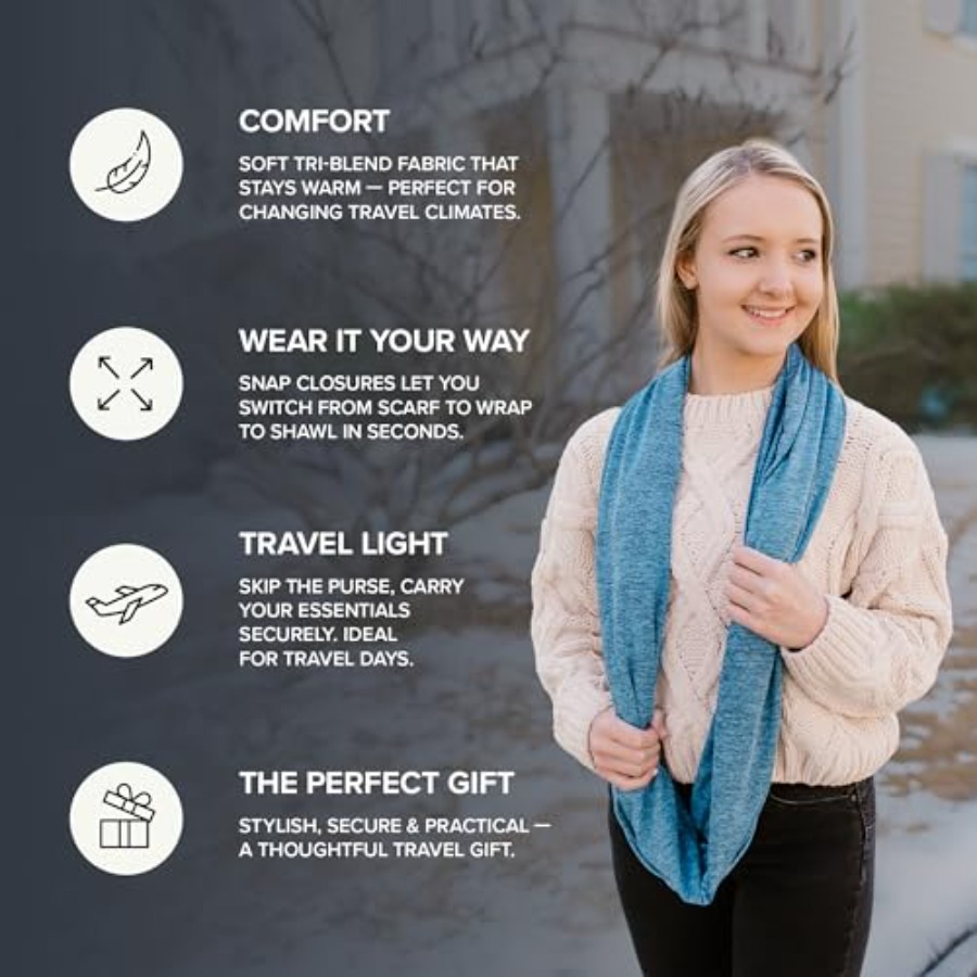 Infinity Travel Scarf Loop wit - Infinity Scarf Knit ulasan dan harga