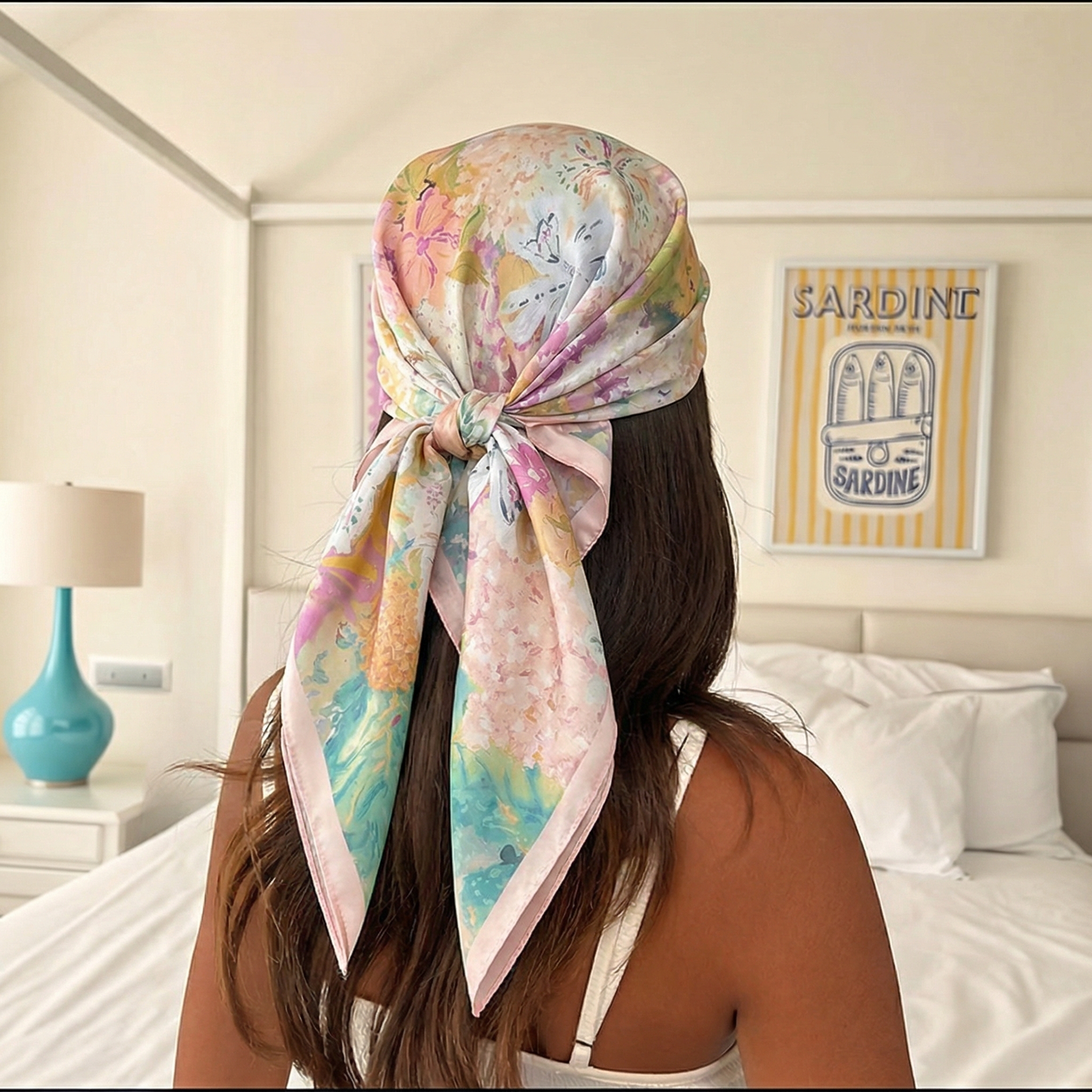 70*70cm Square Silk Scarf for  - Ascot Neck Scarf ulasan dan harga