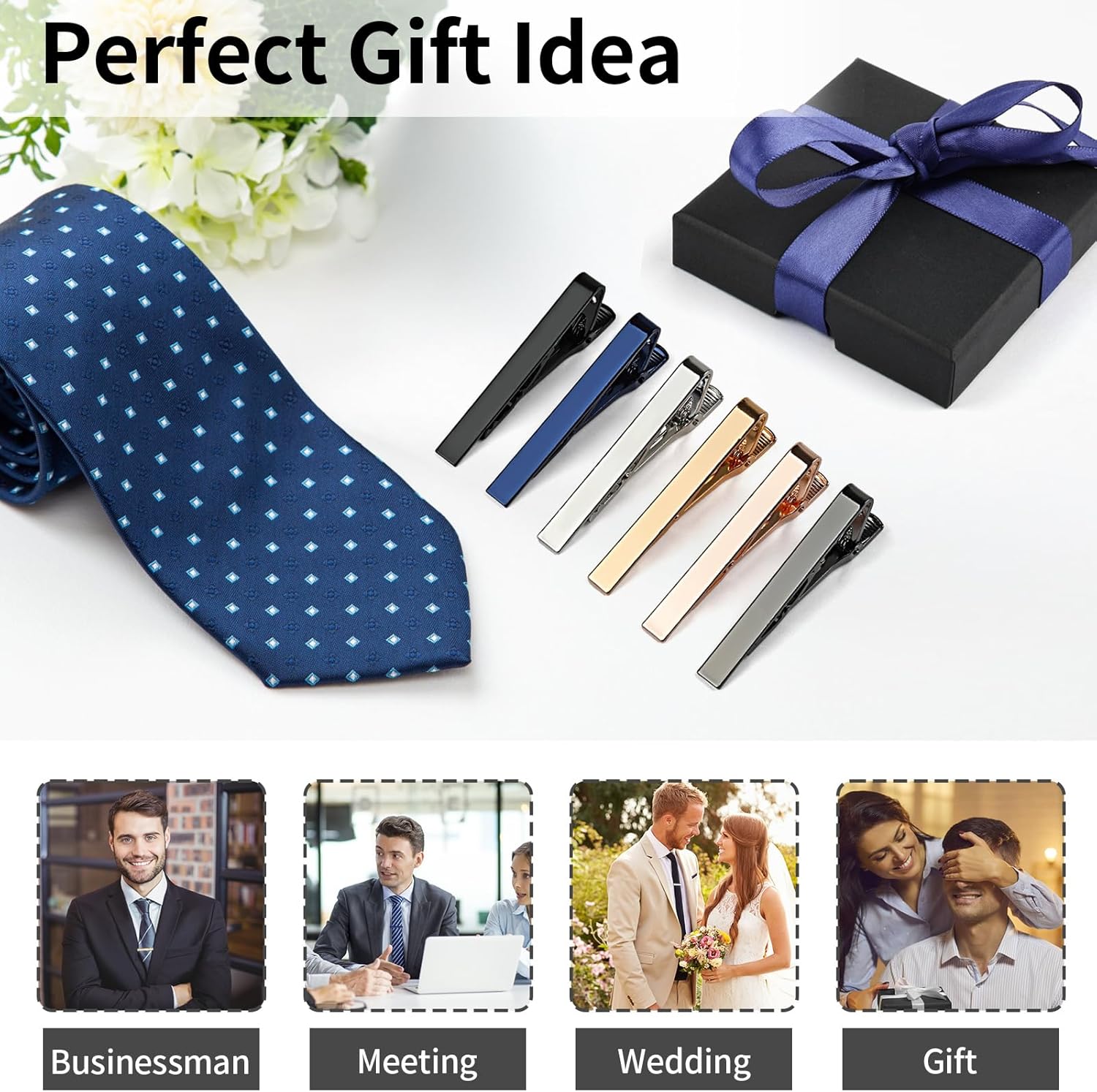 6 Tie Clips for Men, Classic S - Tie Bar Set Gift ulasan dan harga