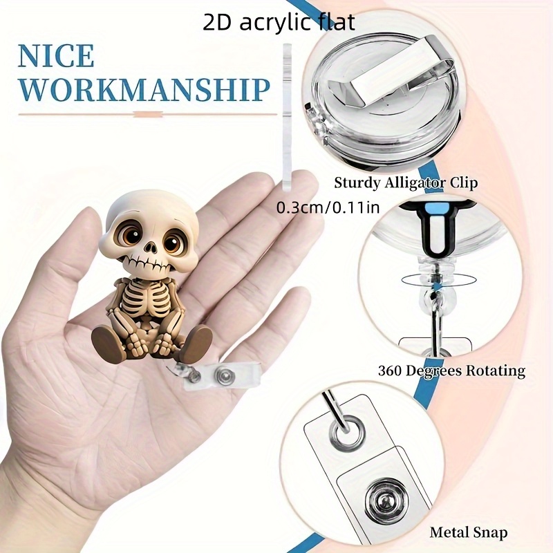 2D Flat, Acrylic Dazed Skull H - Lanyard Badge Holder ulasan dan harga
